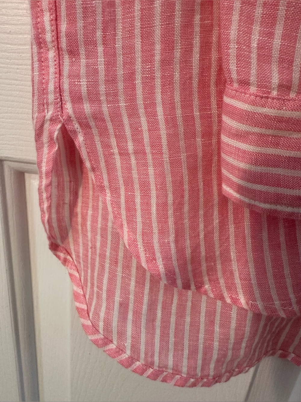 J. McLaughlin Lrg LINEN Minimalist Coastal Capsule Pink White Button Down Shirt - Picture 10 of 11